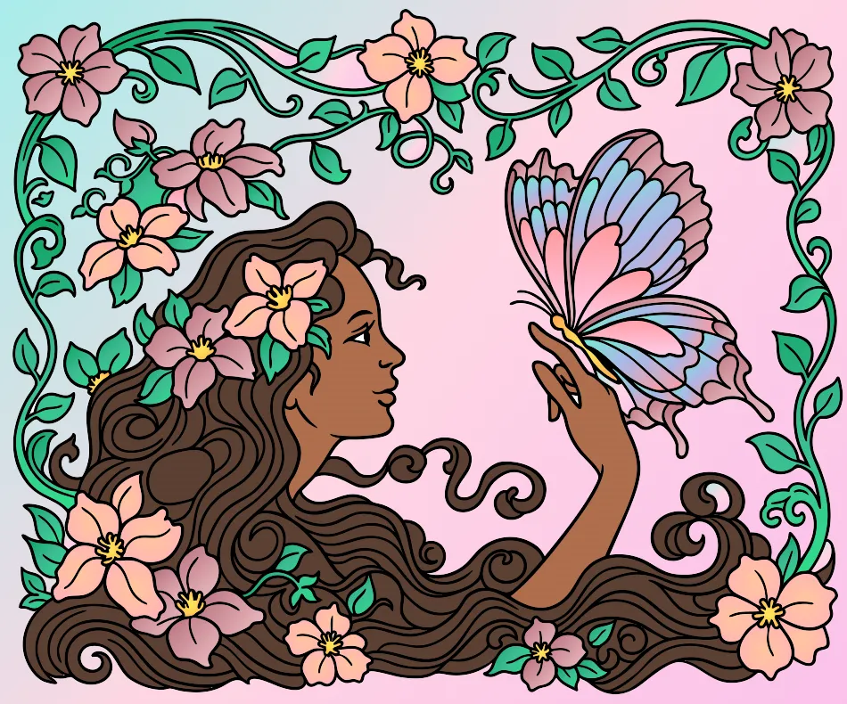 Entre as Flores – Desenho Colorido Online para Pintar e Imprimir | Jogo de Colorir grátis no Mundo dos Jogos
