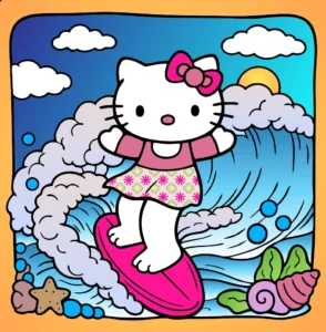 Hello Kitty Surfando