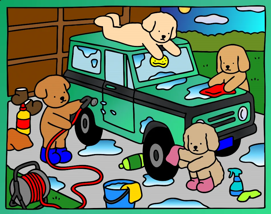 Hora de Lavar o Carro – Desenho Colorido Online para Pintar e Imprimir | Jogo de Colorir grátis no Mundo dos Jogos