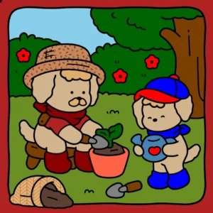Papai e Filhinho Plantando