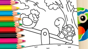 Amigos na Gangorra para Colorir Online