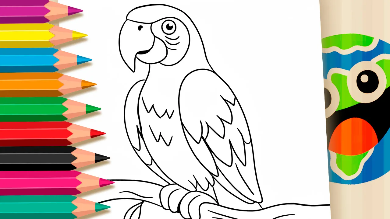 Arara no Galho - Desenho para imprimir e colorir