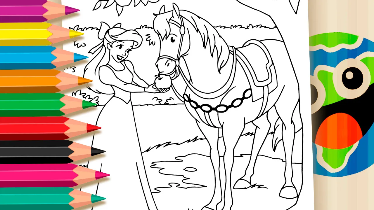 Ariel e o Cavalo de Eric para Colorir Online - Desenho para imprimir e colorir