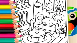 Cachorrinha no Sofá para Colorir Online