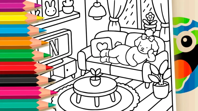 Cachorrinha no Sofá para Colorir Online
