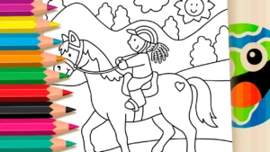 Aula de Hipismo para Colorir Online