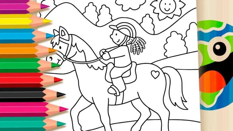 Aula de Hipismo para Colorir Online