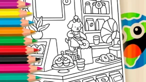 Cachorrinha na Loja de Doces para Colorir Online