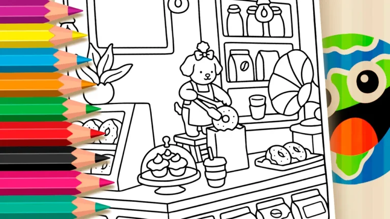 Cachorrinha na Loja de Doces para Colorir Online