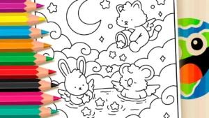 Bichinhos no Banho de Estrelas para Colorir Online