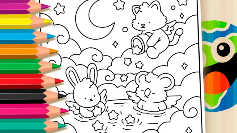 Bichinhos no Banho de Estrelas para Colorir Online
