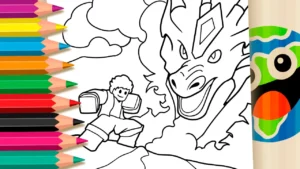 Blox Fruits para Colorir Online: Lutador e Dragão