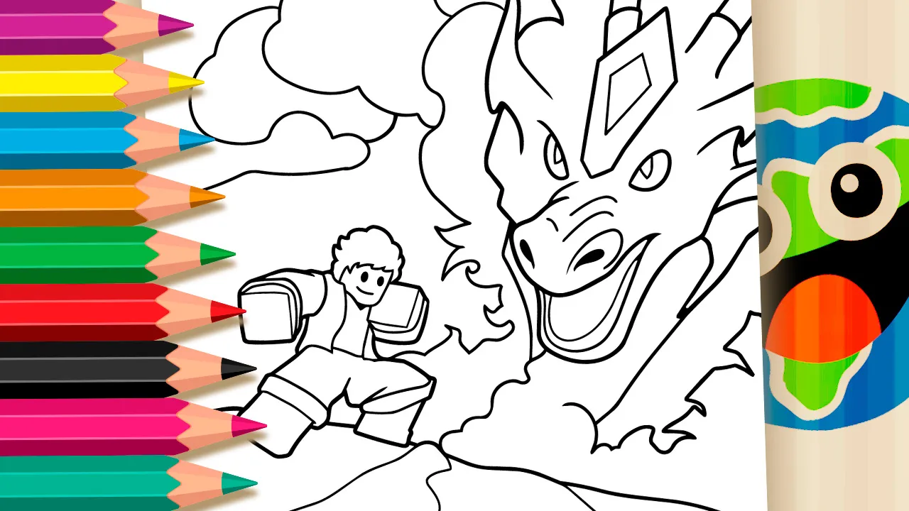 Blox Fruits : Lutador e Dragão - Desenho para imprimir e colorir
