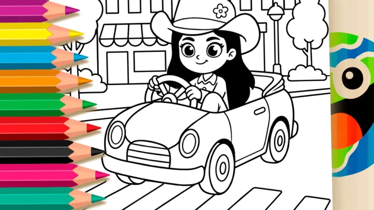Boiadeirinha no Conversível para Colorir Online