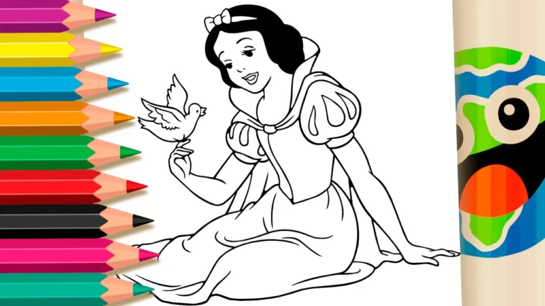 Branca de Neve e Passarinho para Colorir Online