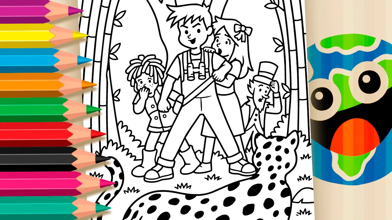 Pedrinho e a Onça - Desenho para imprimir e colorir