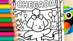 Cachorrinha Vence a Corrida para Colorir Online