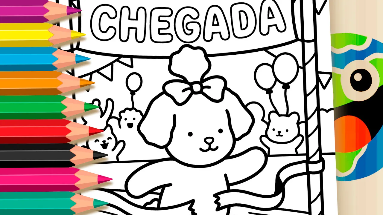 Cachorrinha Vence a Corrida - Desenho para imprimir e colorir