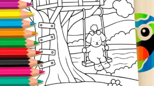 Cachorrinha no Balanço para Colorir Online