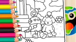 Cachorrinha e Robô para Colorir Online