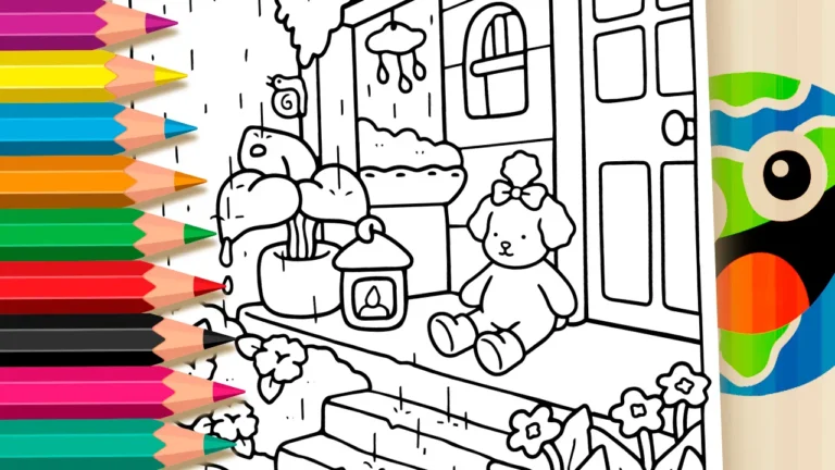 Cachorrinha na Chuva para Colorir Online