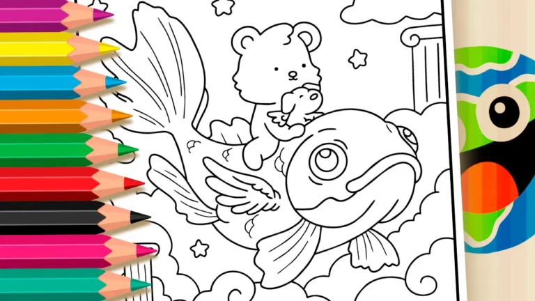 Peixe Voador Kawaii para Colorir Online