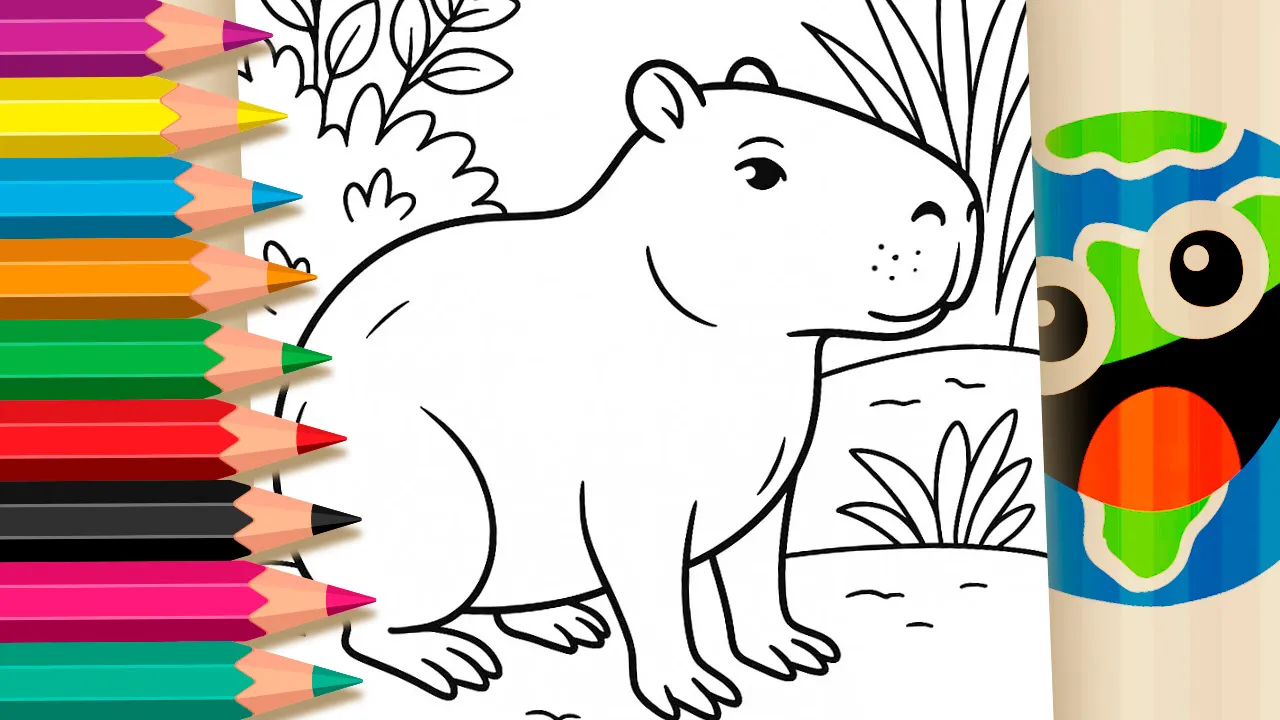 Capivara na Clareira - Desenho para imprimir e colorir