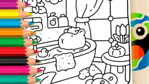 Capivara no Banho para Colorir Online