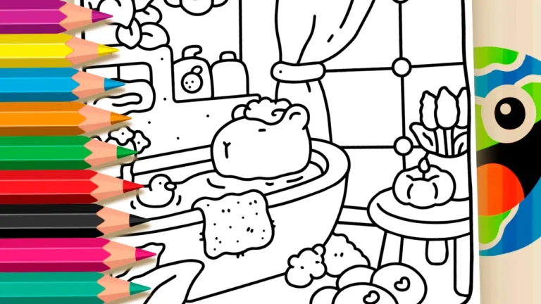 Capivara no Banho para Colorir Online