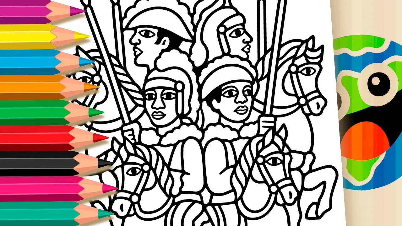 Cavaleiros Medievais para Colorir Online - Desenho para imprimir e colorir