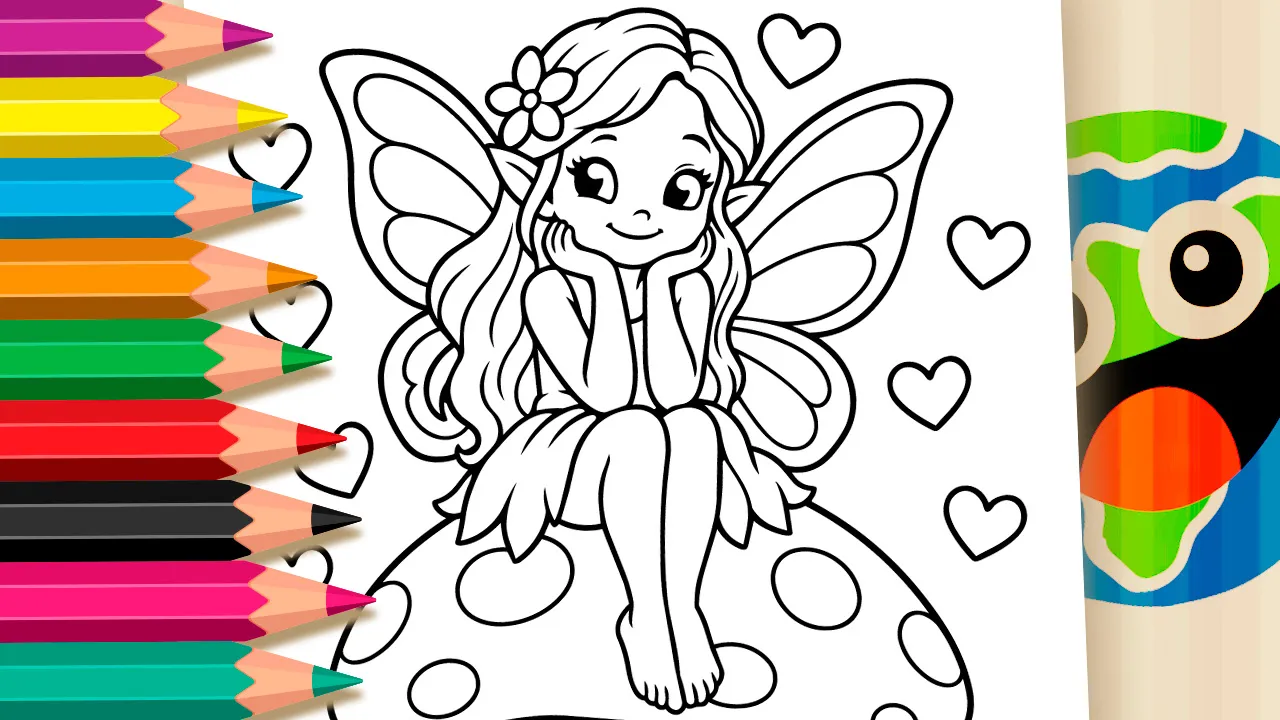Fadinha no Cogumelo - Desenho para imprimir e colorir