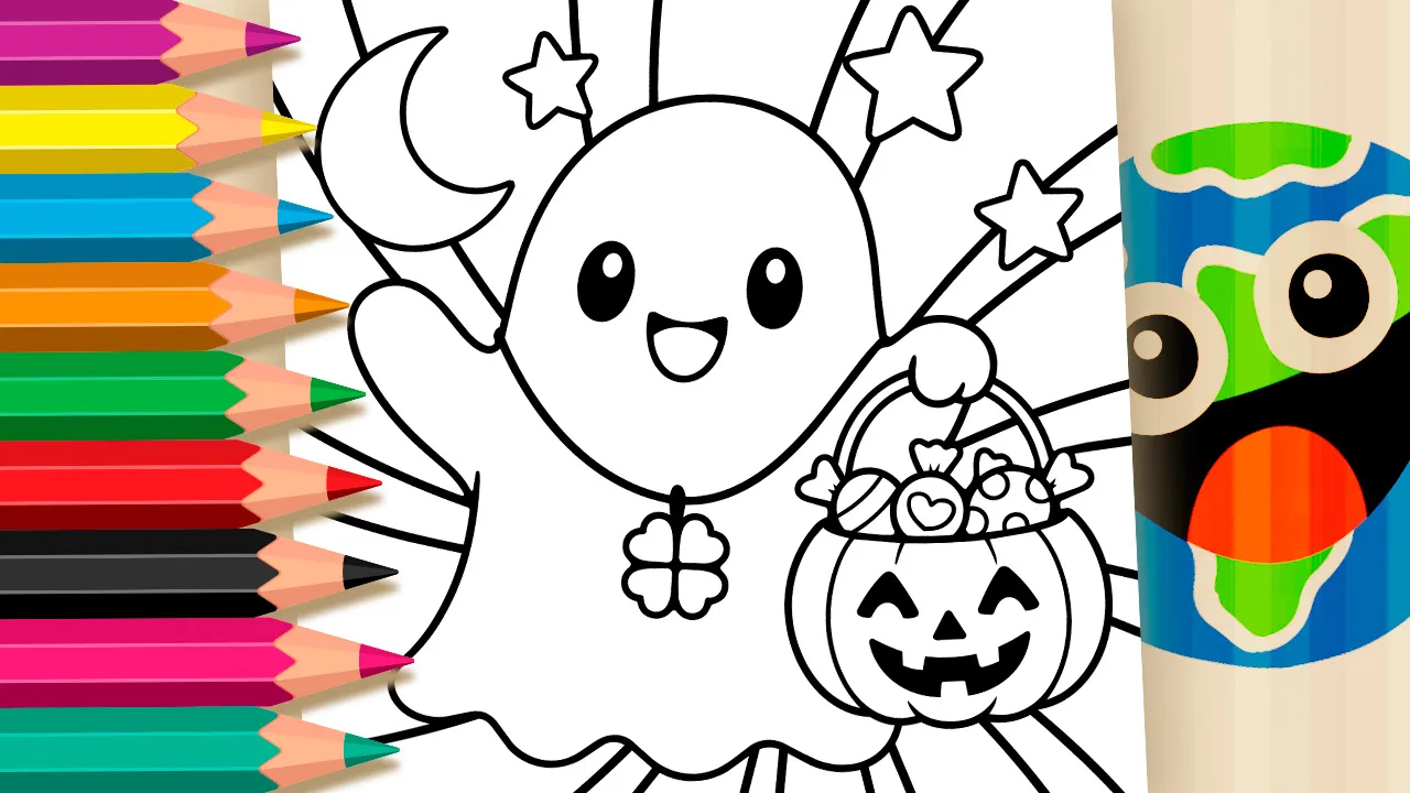 Fantasminha com Trevo - Desenho para imprimir e colorir