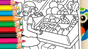 Garota na Feira para Colorir Online