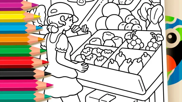 Garota na Feira para Colorir Online