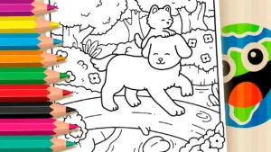 Cachorrinho e Gatinho para Colorir Online