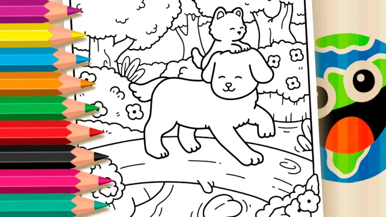 Cachorrinho e Gatinho para Colorir Online