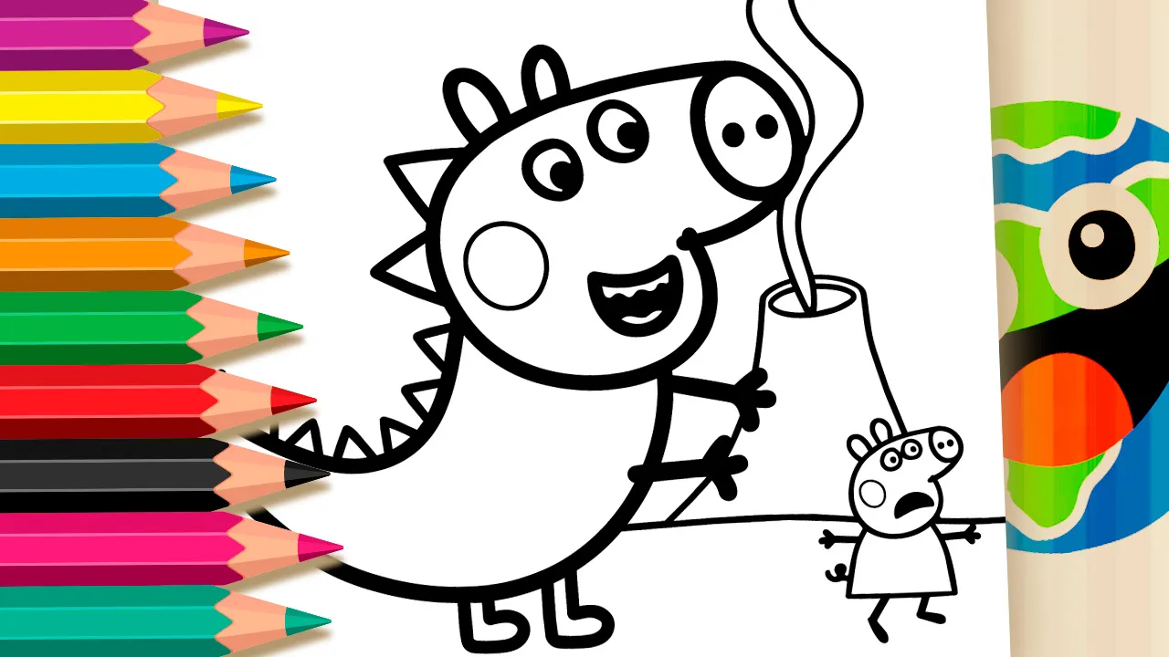George Dinossauro e Peppa - Desenho para imprimir e colorir