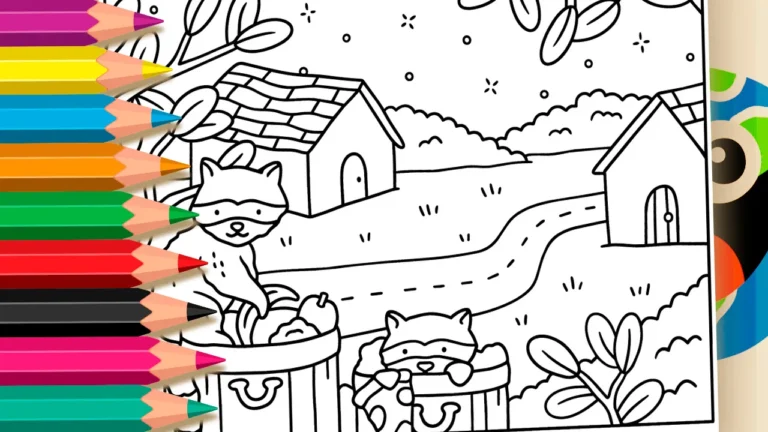 Guaxinins na Vizinhança para Colorir Online