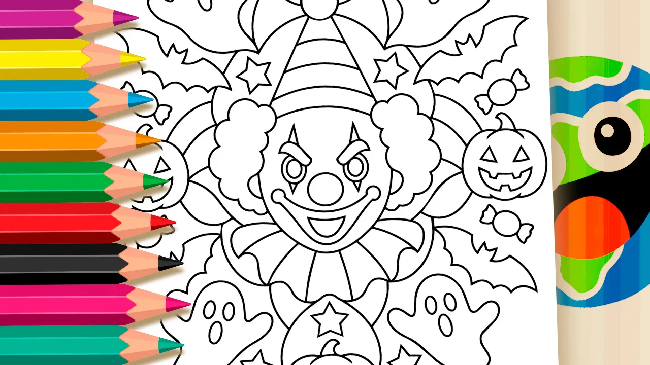 Palhaço Assustador de Halloween - Desenho para imprimir e colorir
