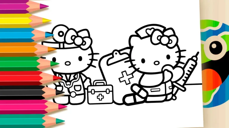 Hello Kitty Hospital para Colorir Online