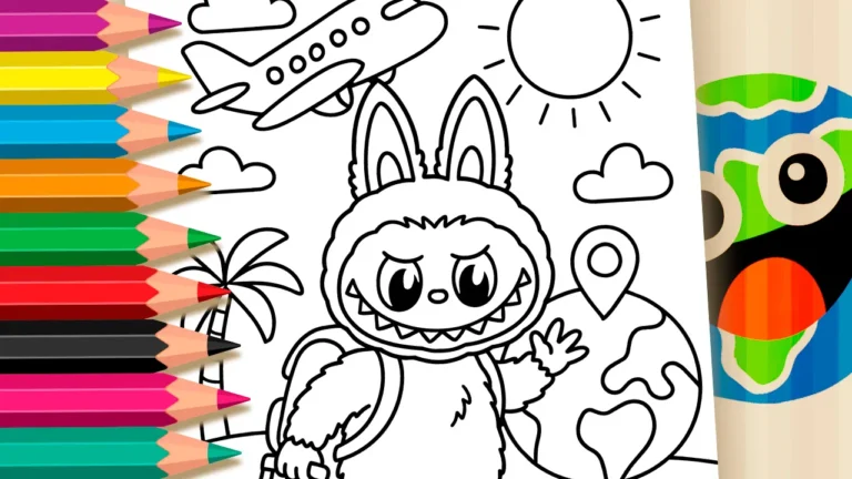 Labubu Viajando para Colorir Online