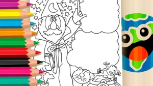 Bruxo e Poção Mágica para Colorir Online