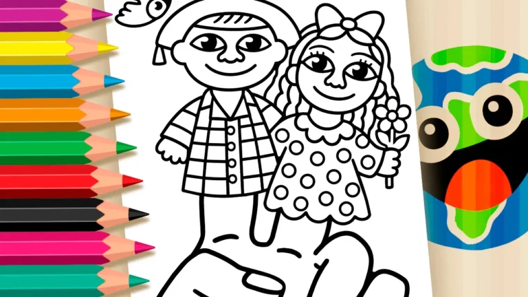 Casal de Mamulengos para Colorir Online para Colorir