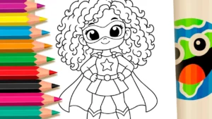 Menina Super-Heroína Kawaii para Colorir Online