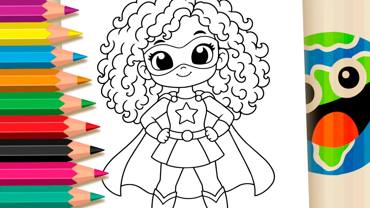 Menina Super-Heroína Kawaii para Colorir Online - Desenho para imprimir e colorir