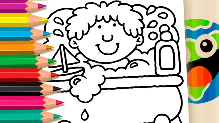 Menino na Banheira para Colorir Online para Colorir