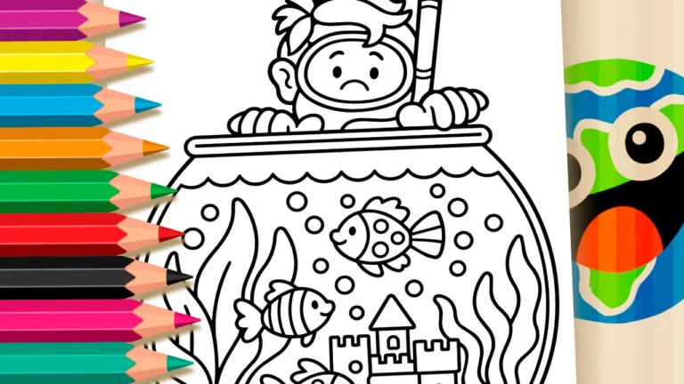 Aquário com Peixes para Colorir Online para Colorir