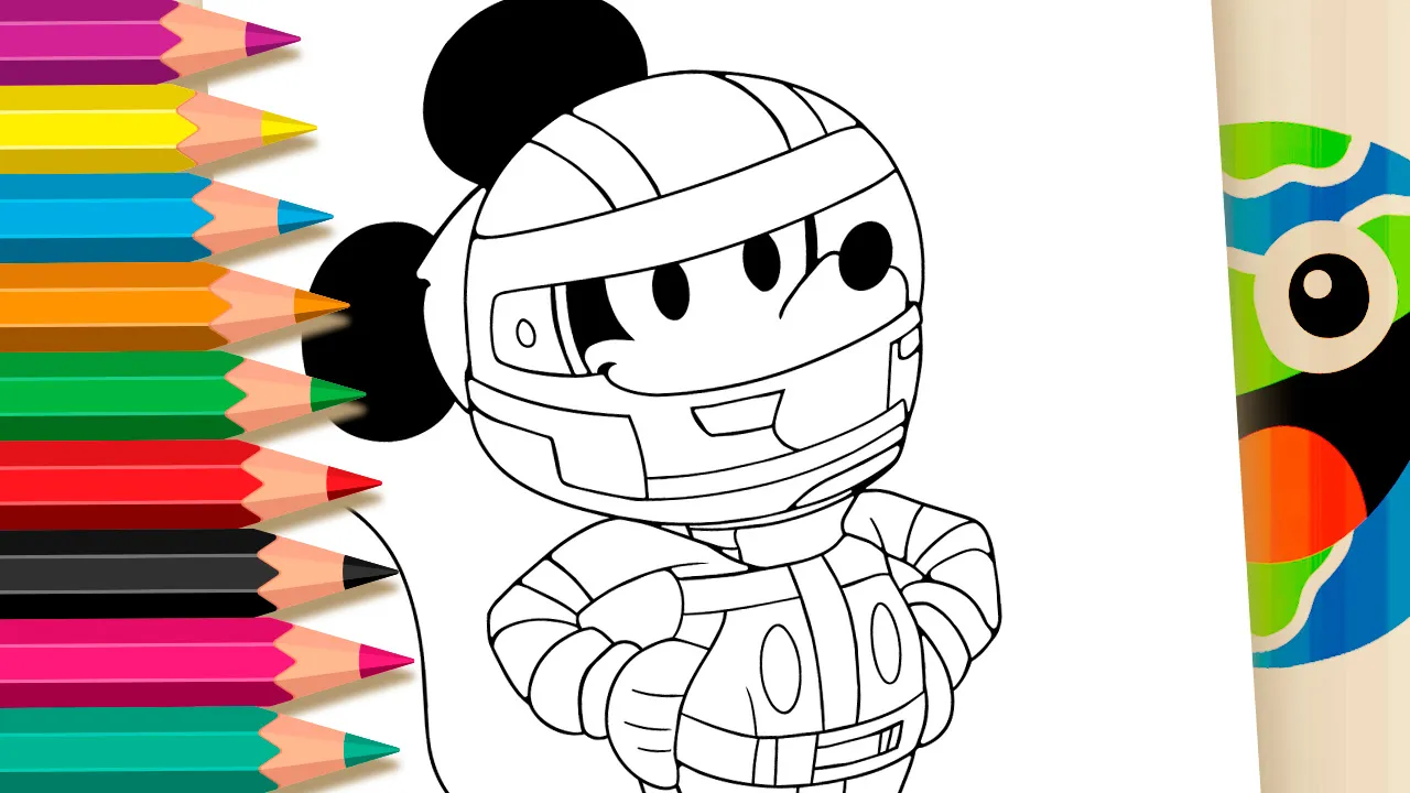Mickey Piloto de F1 - Desenho para imprimir e colorir