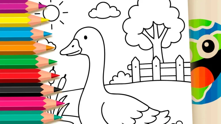 Pato no Lago para Colorir Online