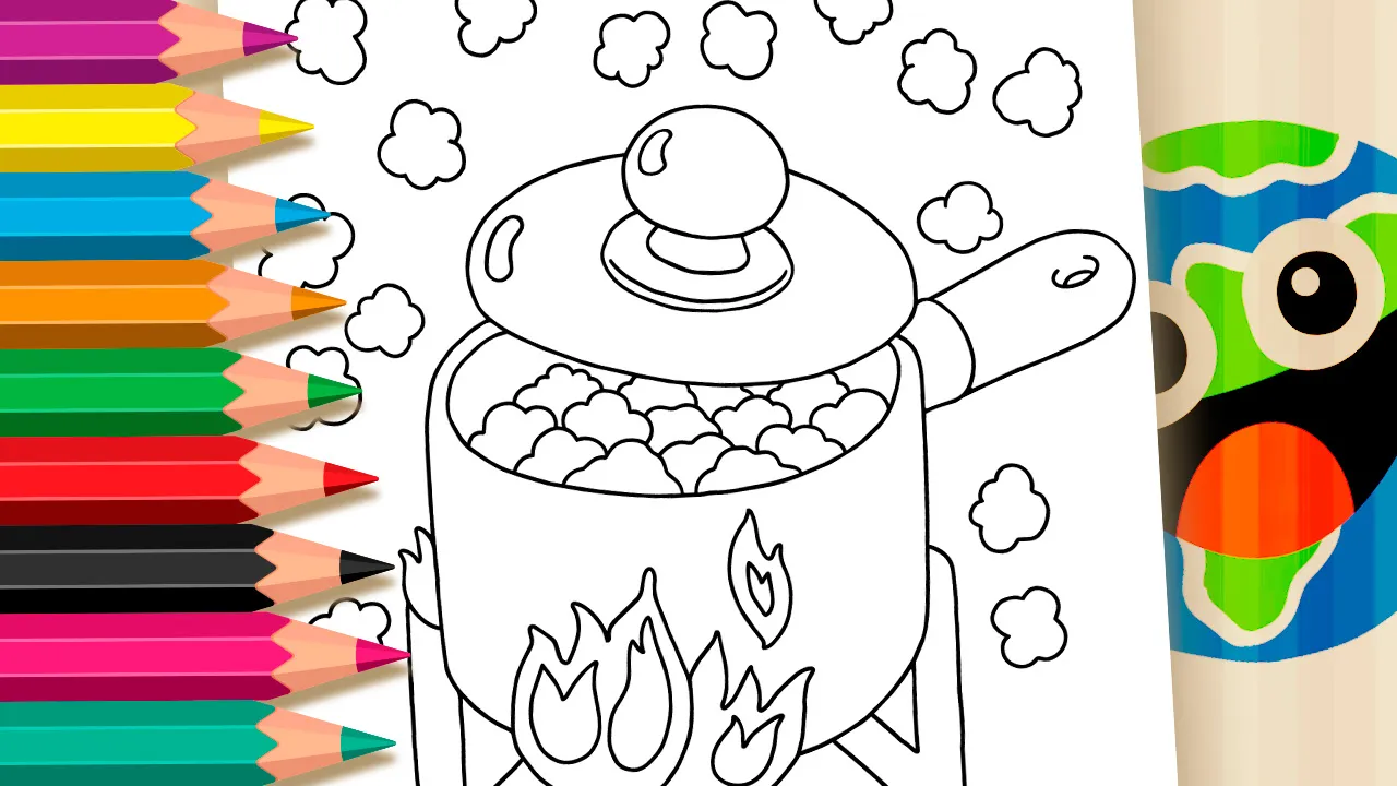 Panela de Pipoca - Desenho para imprimir e colorir